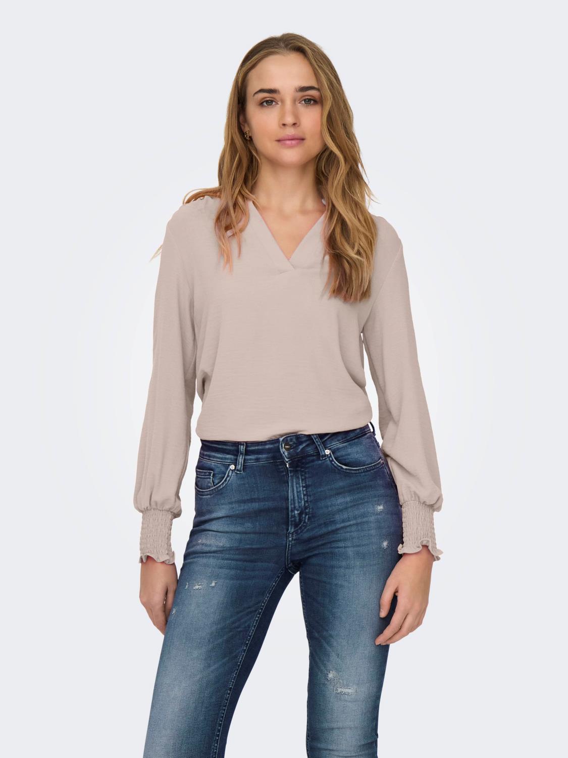 ONLMETTE V-NECK SMOCK TOPP